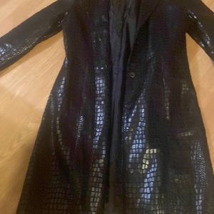 Black trench coat, women’s , snakeskin print